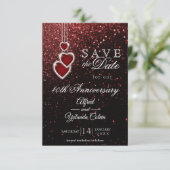 Save the Date - Einladung des Roten Glitzer (Stehend Vorderseite)