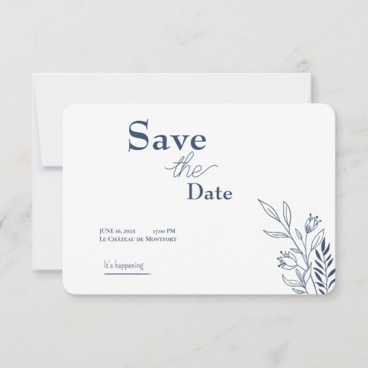 Save the Date Einladung - Elegantes Blumendesign (Vorderseite)