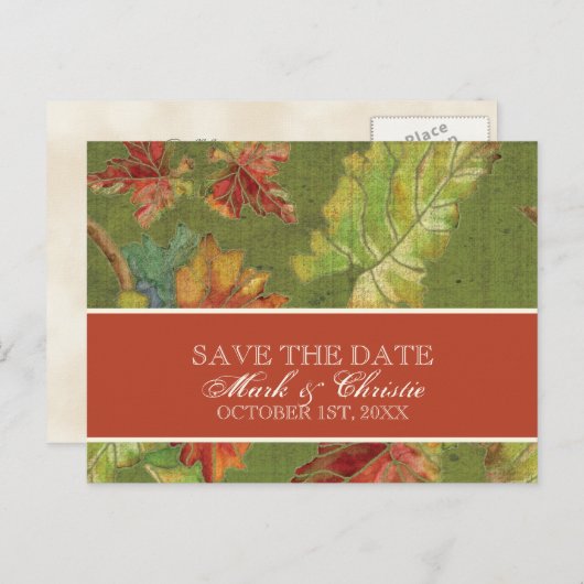 Save the Date Einladung Herbst Traubenleaf Batik (Vorne/Hinten)