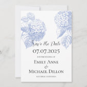 Save the Date Einladung mit Blue Hydrangea (Vorderseite)