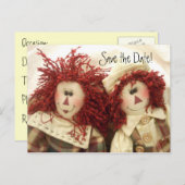 Save the Date Einladung Poastcards Raggedy Dolls (Vorne/Hinten)