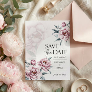 Save the Date Einladung von Dusky Pink Peony Postkarte