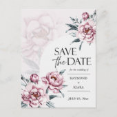 Save the Date Einladung von Dusky Pink Peony Postkarte (Vorderseite)