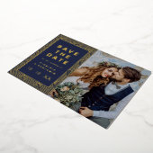 Save the Date Einladung von Navy Gold Foil (Gedreht)