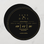 Save the Date Einladung zu Black and Gold (Vorne/Hinten)