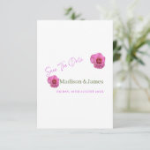 Save the Date Einladung zu Rosa Blumen (Stehend Vorderseite)