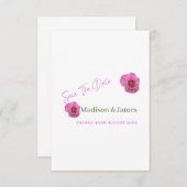 Save the Date Einladung zu Rosa Blumen (Vorne/Hinten)