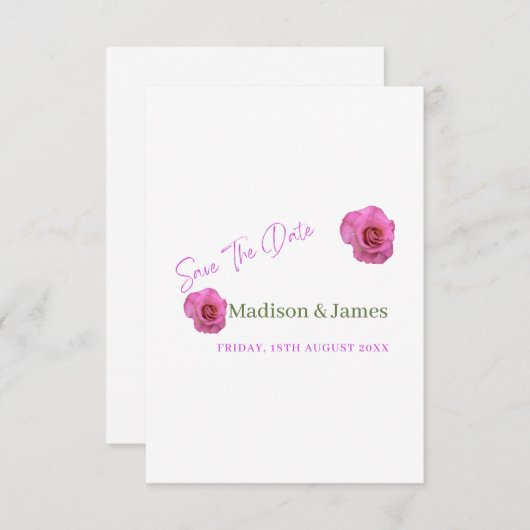 Save the Date Einladung zu Rosa Blumen (Vorne/Hinten)