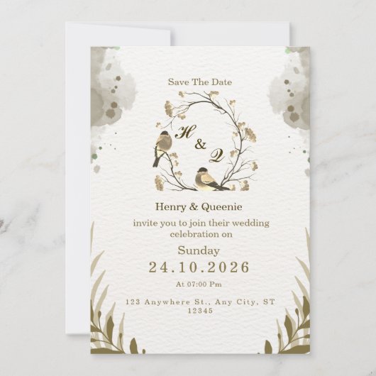 Save the Date Einladung zur Hochzeit von Wasserfar (Vorderseite)