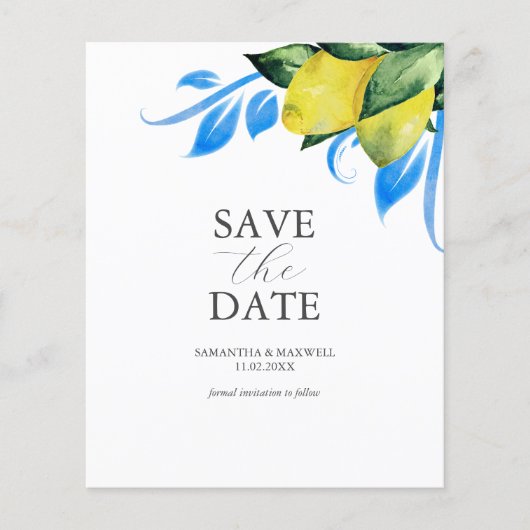 Save the Date Einladungen Botanischer Zitrone (Vorderseite)