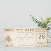Save the Date Eintrittskarten für Strandpalmen - E (Stehend Vorderseite)