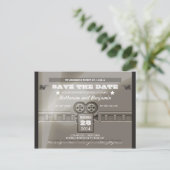 Save the Date Eintrittsticket Ankündigungspostkarte (Stehend Vorderseite)