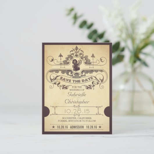 Save the Date Eintrittstickets für Film oder Kino Ankündigungspostkarte (Stehend Vorderseite)