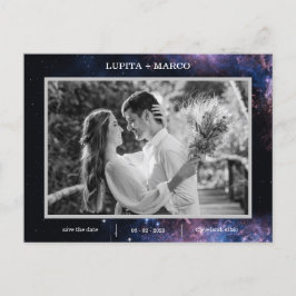Save the Date Elegan Space Celestial Wedding Niedl Feiertagspostkarte