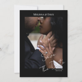 Save The Date- Elegant Black background with photo Einladung