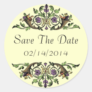 Save the Date Elegant Cornucopia Art Sticker