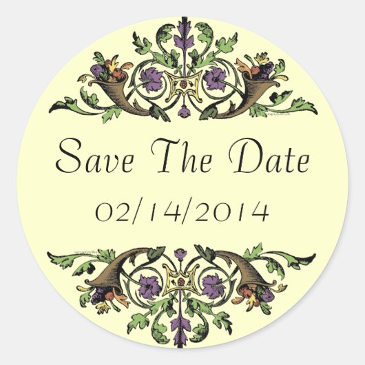Save the Date Elegant Cornucopia Art Sticker (Vorderseite)