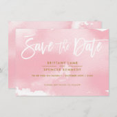 SAVE THE DATE elegant gedämpfte rosa Wasserfarbe (Vorne/Hinten)