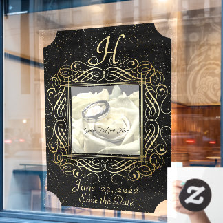 Save the Date Elegant Gold Foil Dots Schaubild 2 Fensteraufkleber