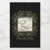 Save the Date Elegant Gold Foil Dots Script Lebensmitteletikett (Einzelnes Label)