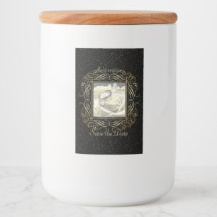 Save the Date Elegant Gold Foil Dots Script Lebensmitteletikett