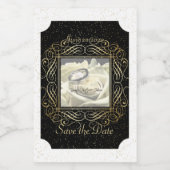 Save the Date Elegant Gold Foil Dots Script Ticket Lebensmitteletikett (Einzelnes Label)