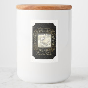 Save the Date Elegant Gold Foil Dots Script Ticket Lebensmitteletikett