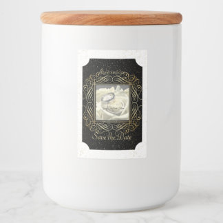 Save the Date Elegant Gold Foil Dots Script Ticket Lebensmitteletikett