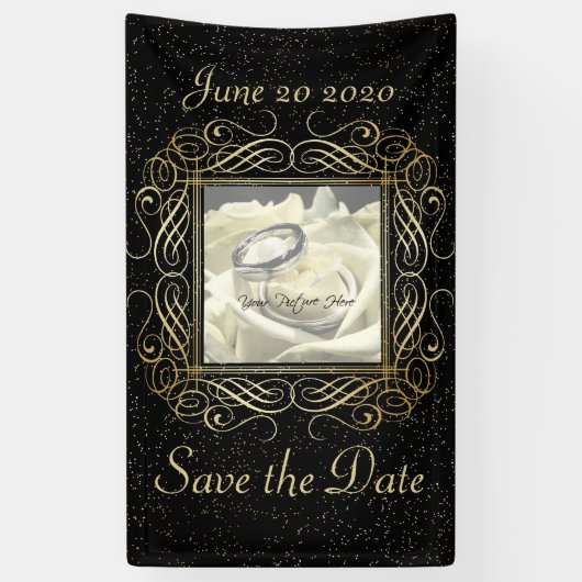 Save the Date Elegant Gold Foil Dots Skript ausseh Banner (Vertikal)