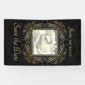 Save the Date Elegant Gold Foil Dots Skript ausseh Banner (Horizontal)