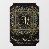 Save the Date Elegant Gold Foil Dots Skript ausseh Fensteraufkleber (Blatt)