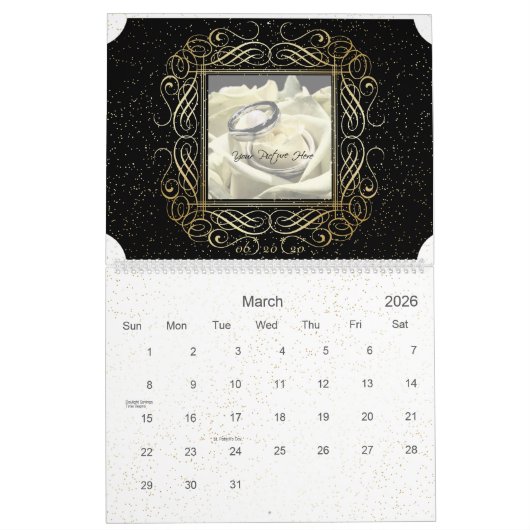 Save the Date Elegant Gold Foil Dots Skript ausseh Kalender (Mär 2026)