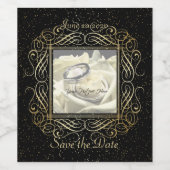 Save the Date Elegant Gold Foil Dots Skript ausseh Weinetikett (Einzelnes Label)