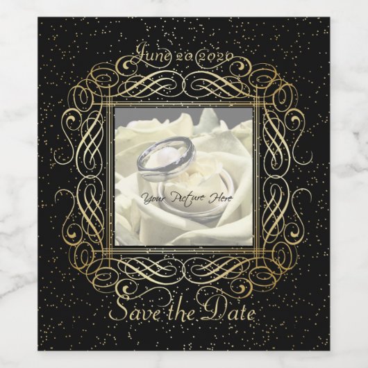 Save the Date Elegant Gold Foil Dots Skript ausseh Weinetikett (Einzelnes Label)