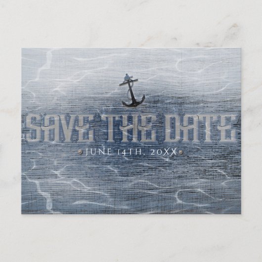 SAVE THE DATE Elegant Nautical Beach Verlobung Postkarte (Vorderseite)
