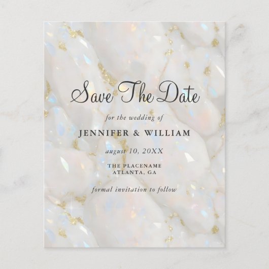 Save the Date Elegant Opal Stone Pastel Flyer (Vorne)