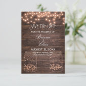 Save the Date elegant Rustic Mason Jar Lights (Stehend Vorderseite)