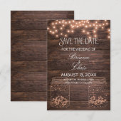 Save the Date elegant Rustic Mason Jar Lights (Vorne/Hinten)