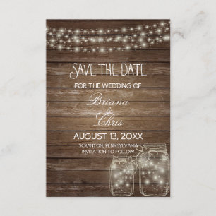 Save the Date elegant Rustic Mason Jar Lights