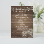 Save the Date elegant Rustic Mason Jar Lights (Stehend Vorderseite)