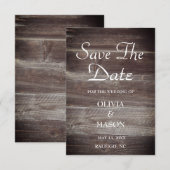 Save the Date elegant Rustikales Holz strukturiert (Vorne/Hinten)