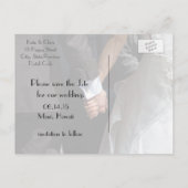 Save the Date Elegant Wedding Couple Holding Hands Ankündigungspostkarte (Rückseite)