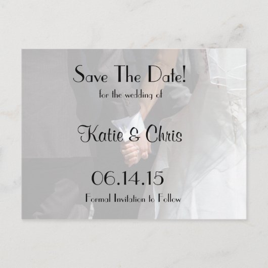 Save the Date Elegant Wedding Couple Holding Hands Ankündigungspostkarte (Vorderseite)