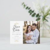 Save the Date Elegant Wedding Script Foto Postkarte (Stehend Vorderseite)