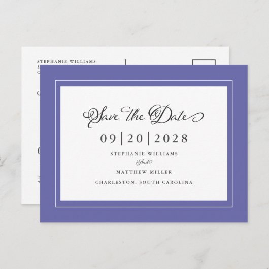 Save the Date Elegant Wedding Trendy Ankündigungspostkarte (Vorne/Hinten)