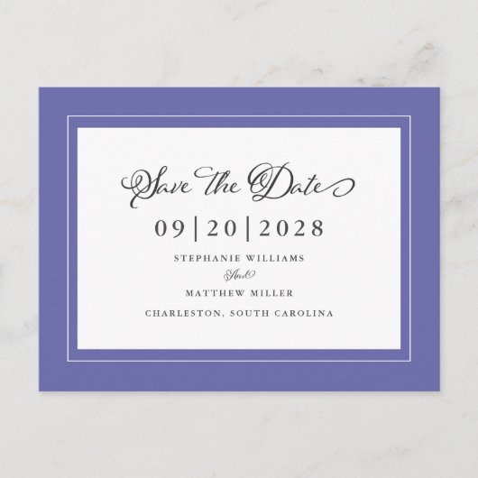 Save the Date Elegant Wedding Trendy Ankündigungspostkarte (Vorderseite)