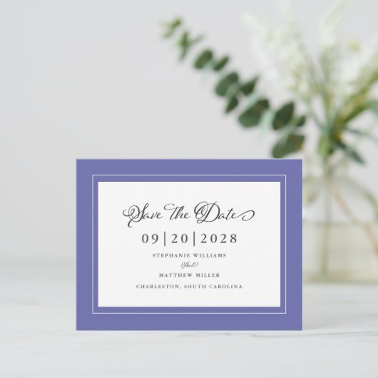 Save the Date Elegant Wedding Trendy Ankündigungspostkarte (Stehend Vorderseite)