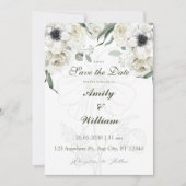 Save the Date | Elegant White Florals Einladung (Vorderseite)