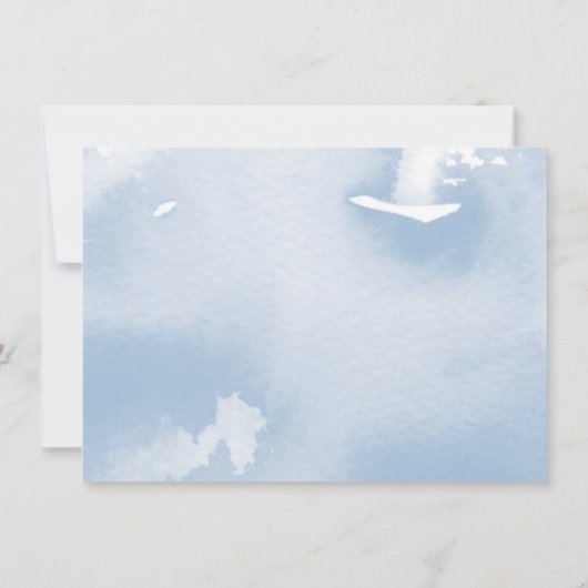 SAVE THE DATE elegante, blassblaue Wasserfarbe (Rückseite)