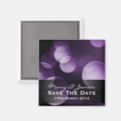 Save the Date Elegante Leuchten Custom Lila Magnet (Vorderseite/Rückseite)
